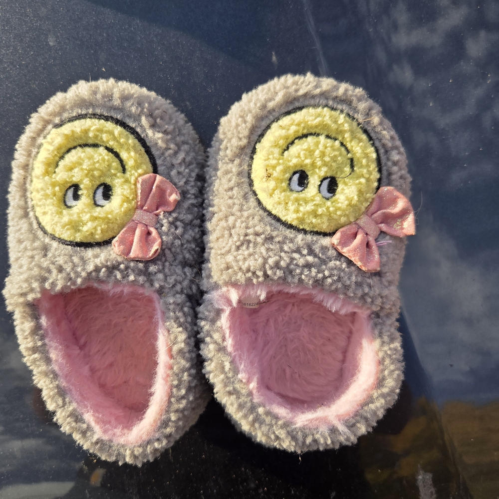 Cozy Gray and Pink Kids Slippers